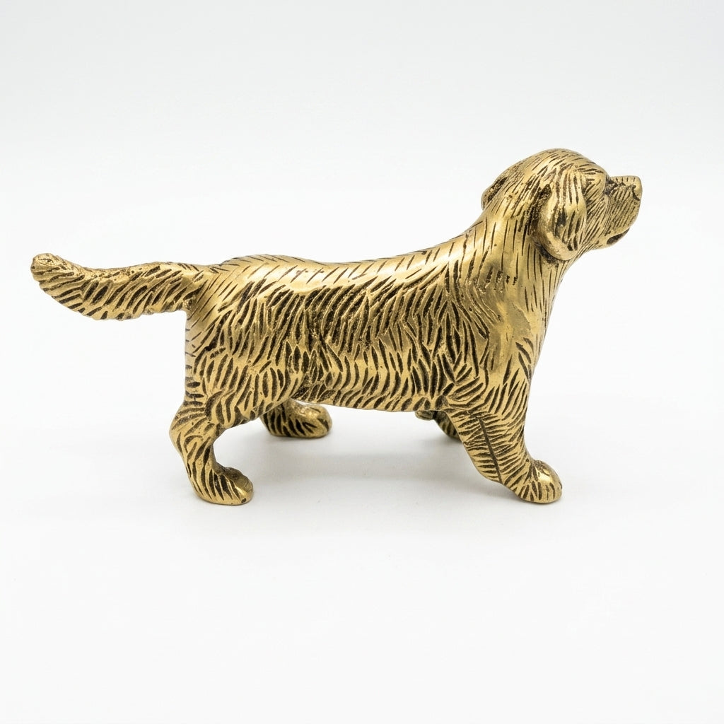Svarn Studio Brass Spaniel Dog Figurine | Walking Stride | Antique Gold | 12 cm