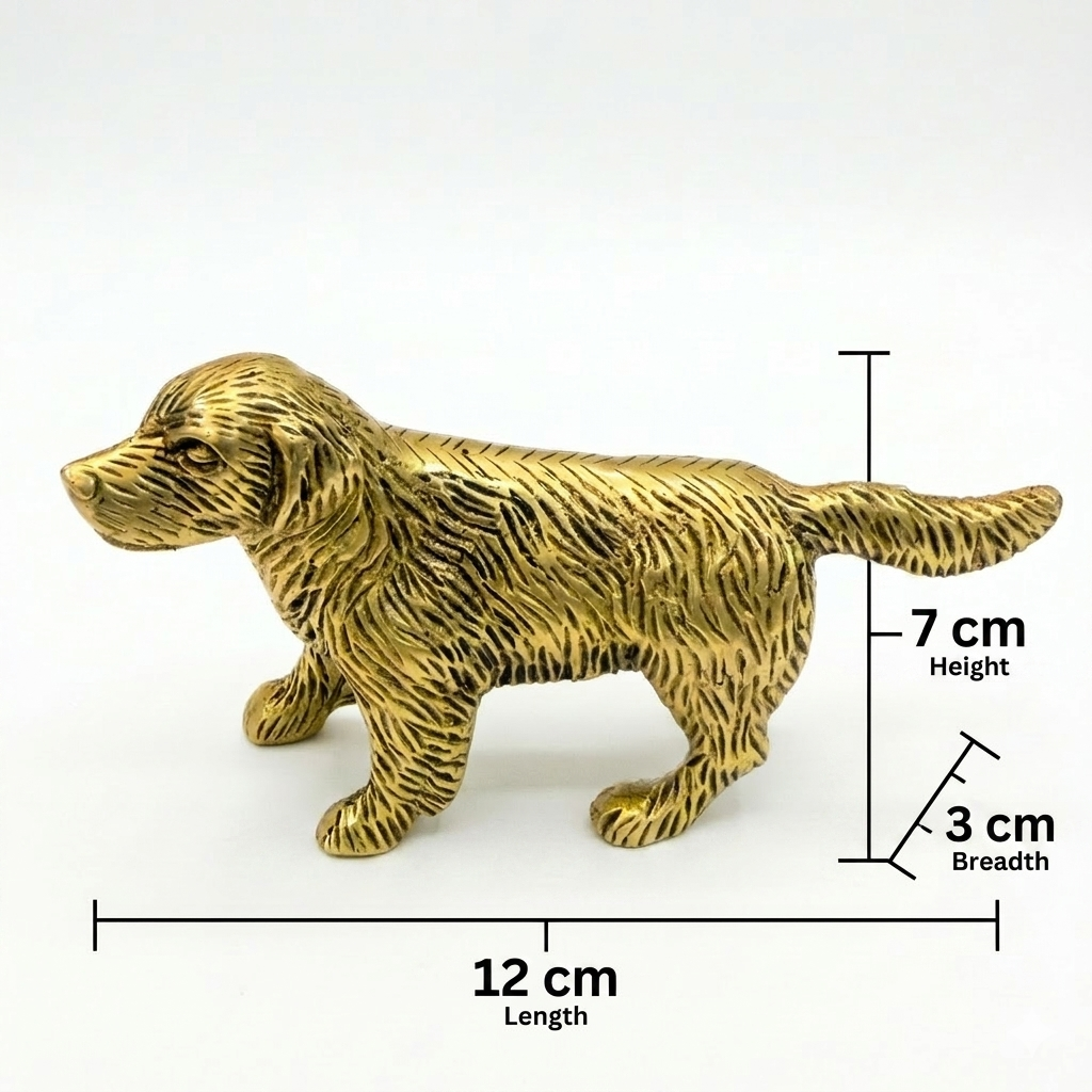 Svarn Studio Brass Spaniel Dog Figurine | Walking Stride | Antique Gold | 12 cm