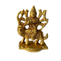 Svarn Studio Brass Goddess Durga Idol Seated on Lion | Eight-Armed Durga Mata Murti with Divine Weapons | Handcrafted Puja Statue | 7.5 cm Height | Home Temple & Gift Decor