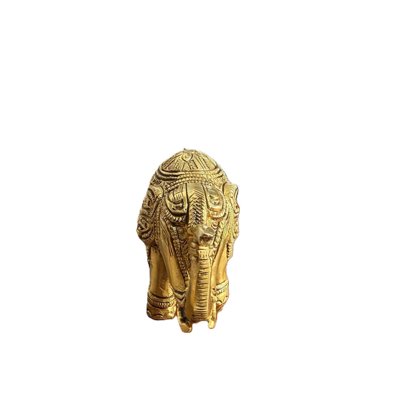 Svarn Studio Brass Elephant Idol Figurine | Handcrafted Antique Gold | Small | 10.5 x 6.5 cm | 580g