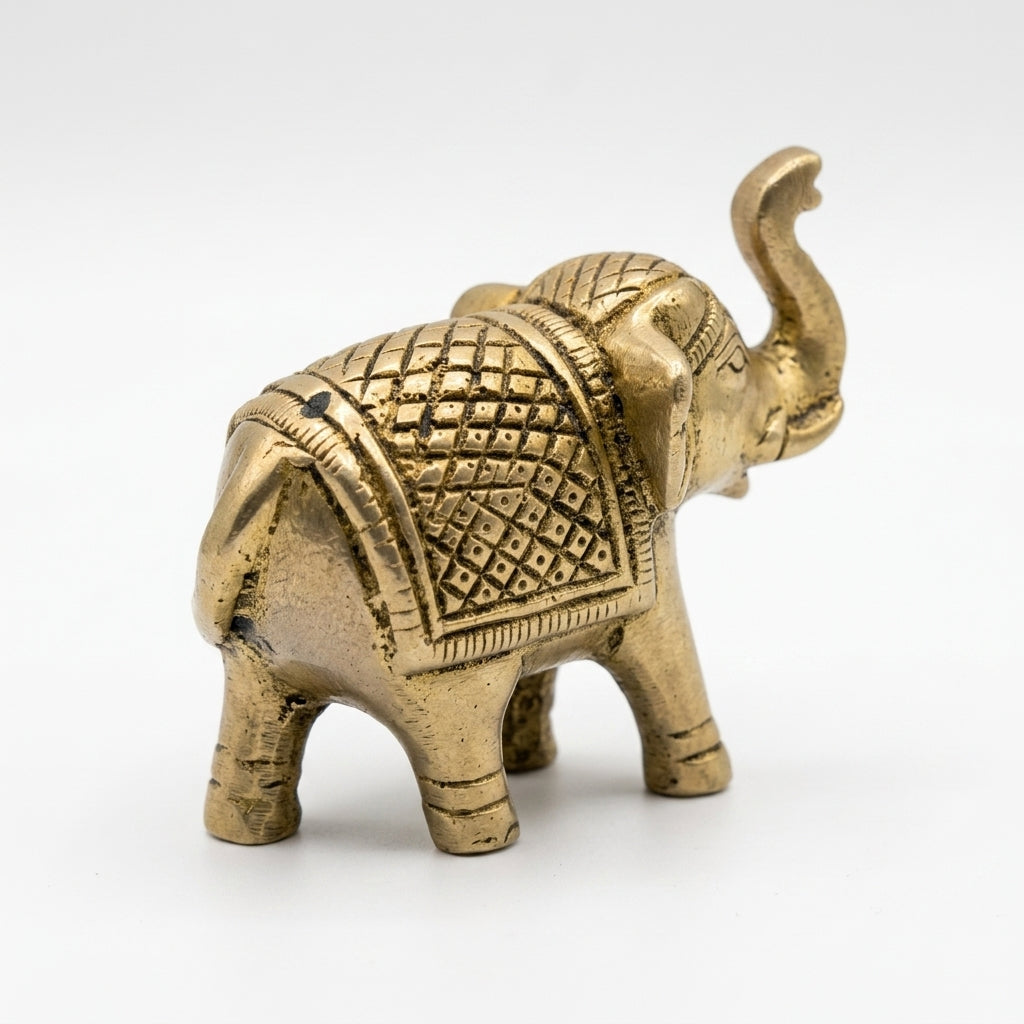 Svarn Studio Brass Elephant Figurine | Trunk Up | Antique Gold | Small