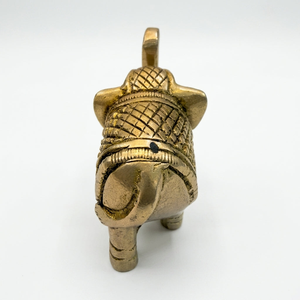 Svarn Studio Brass Elephant Figurine | Trunk Up | Antique Gold | Small