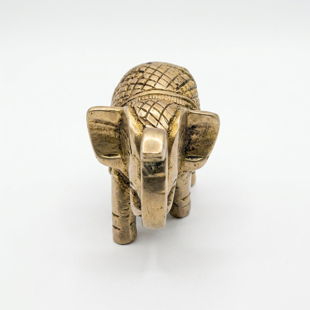 Svarn Studio Brass Elephant Figurine | Trunk Up | Antique Gold | Small