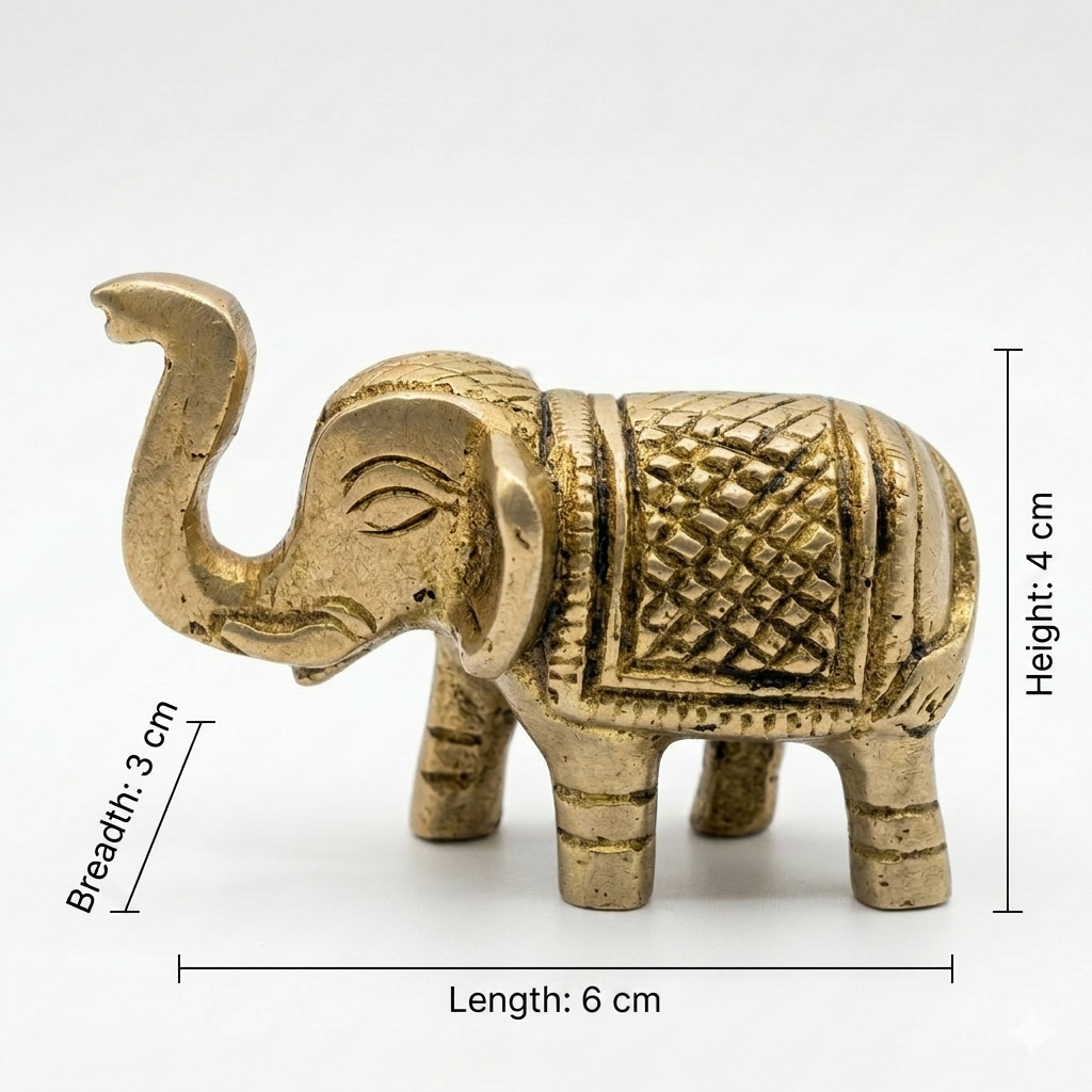 Svarn Studio Brass Elephant Figurine | Trunk Up | Antique Gold | Small