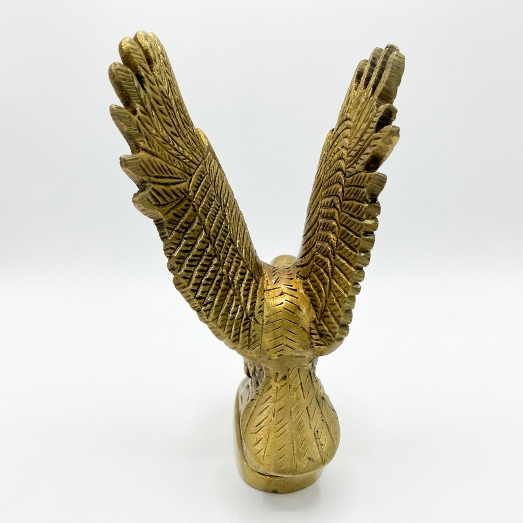 Svarn Studio Brass Eagle Figurine | Landing Pose | Antique Gold | 15 cm