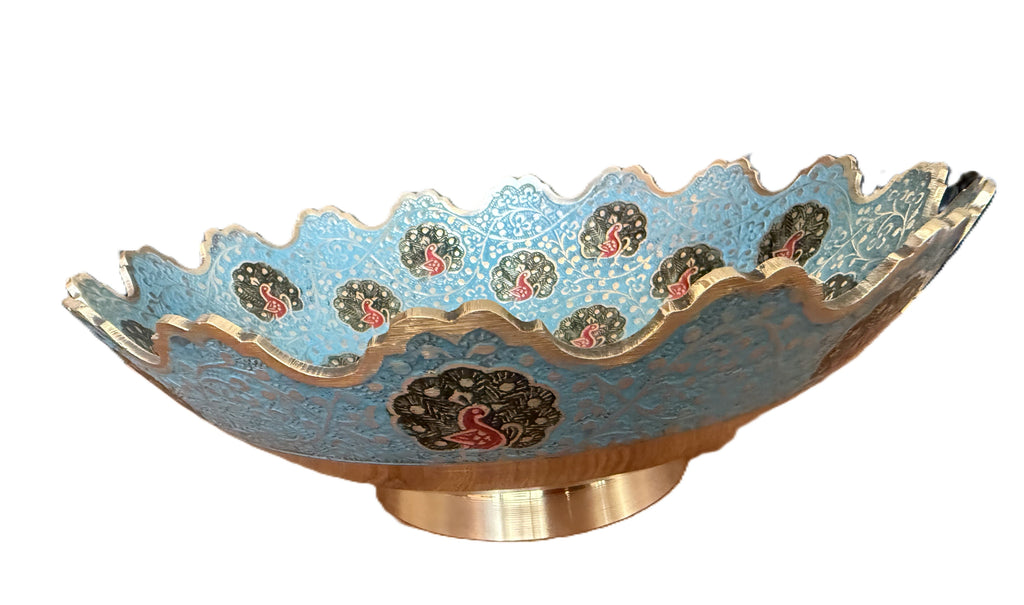 Svarn Studio pure brass Meenakari fruit bowl handcrafted Rajasthani enamel decorative bowl home decor gifting