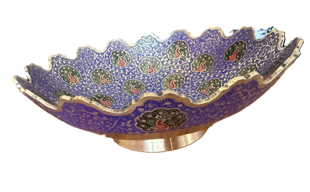 Svarn Studio pure brass Meenakari fruit bowl handcrafted Rajasthani enamel decorative bowl home decor gifting