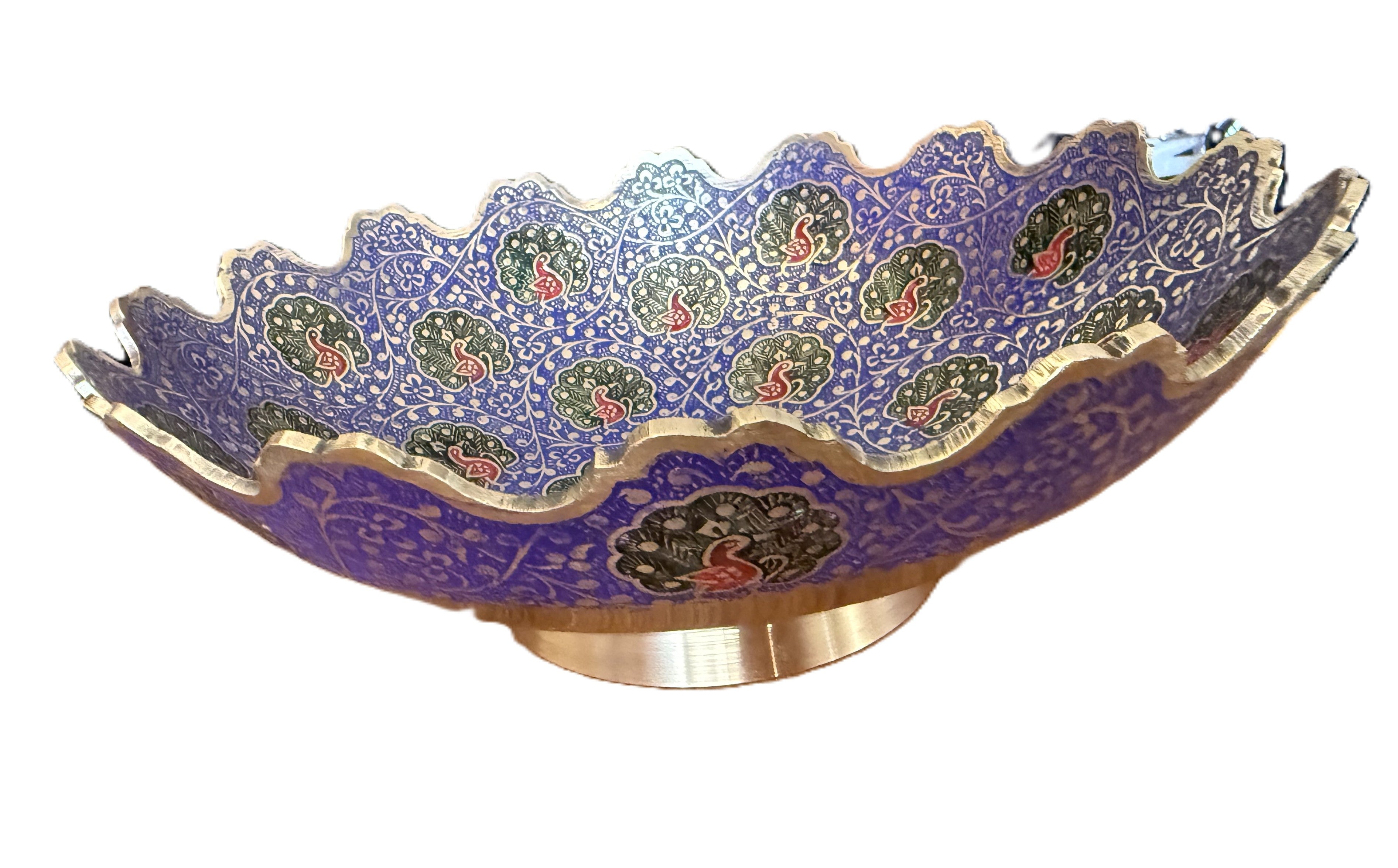 Svarn Studio pure brass Meenakari fruit bowl handcrafted Rajasthani enamel decorative bowl home decor gifting
