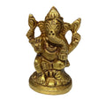 Svarn Studio Pure Brass Solid Ganesh Idol, Gold, 6 cm x 4 cm, for Home, Office Décor and Car Dashboard