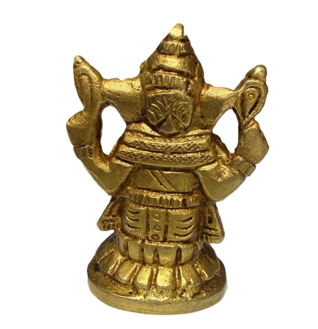 Svarn Studio Pure Brass Solid Ganesh Idol, Gold, 6 cm x 4 cm, for Home, Office Décor and Car Dashboard