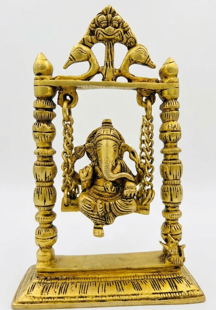 Svarn Studio Brass Ganesh Jhula, Handcrafted Premium Antique Fine Design