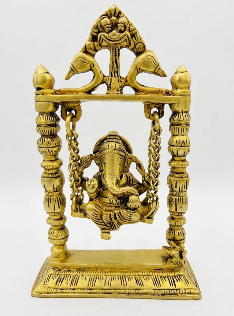 Svarn Studio Brass Ganesh Jhula, Handcrafted Premium Antique Fine Design