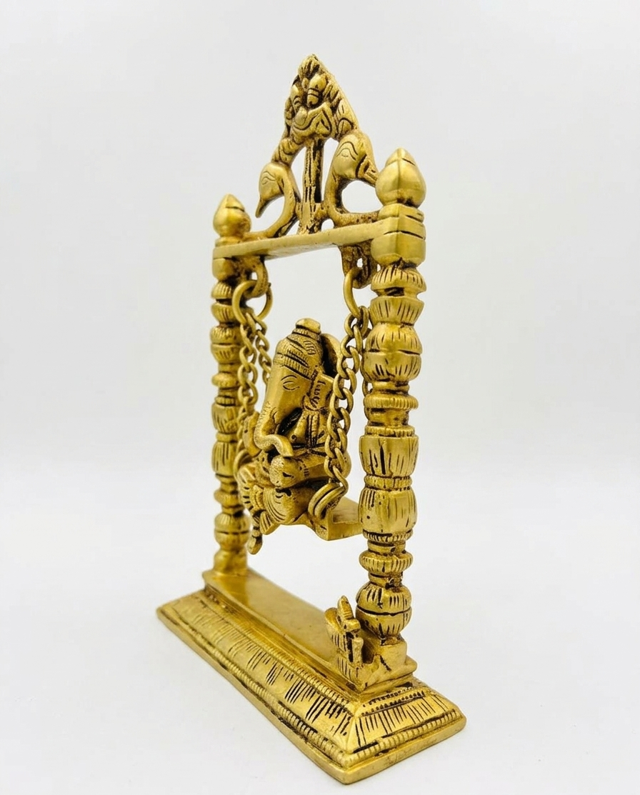 Svarn Studio Brass Ganesh Jhula, Handcrafted Premium Antique Fine Design