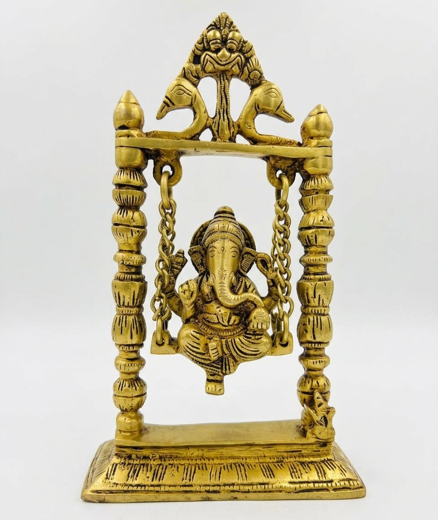 Svarn Studio Brass Ganesh Jhula, Handcrafted Premium Antique Fine Design
