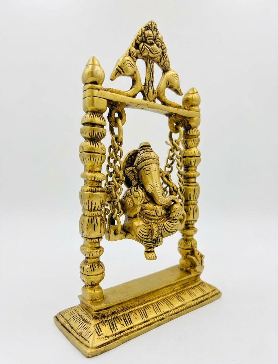 Svarn Studio Brass Ganesh Jhula, Handcrafted Premium Antique Fine Design