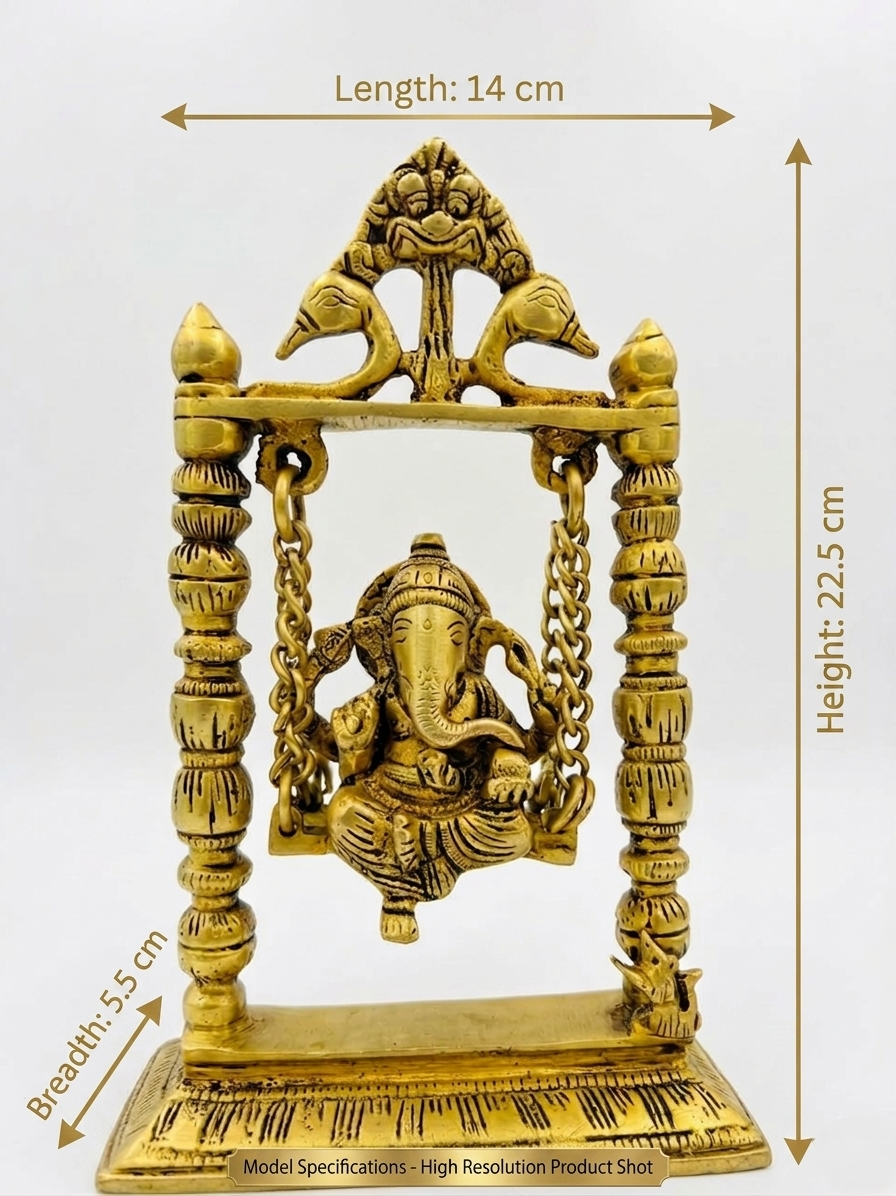 Svarn Studio Brass Ganesh Jhula, Handcrafted Premium Antique Fine Design