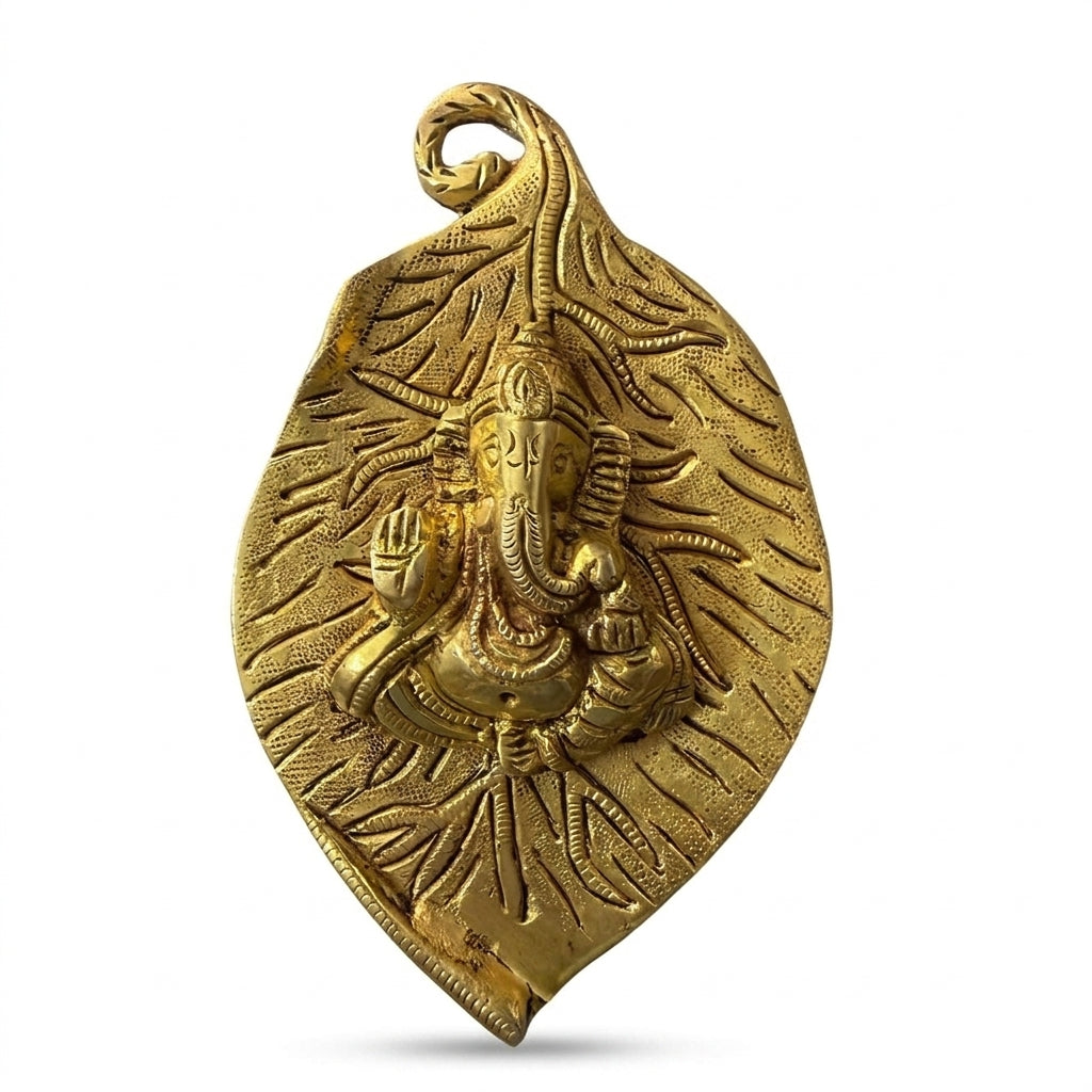 Svarn Studio Brass Ganesh Patta - Front view on white background