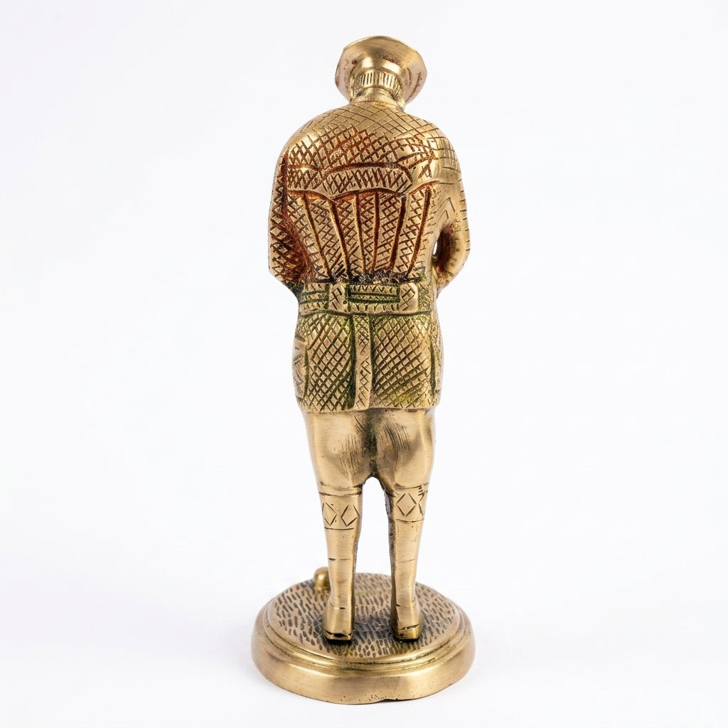 Brass Golfer Figurine | Vintage Decorative Showpiece | Antique Gold
