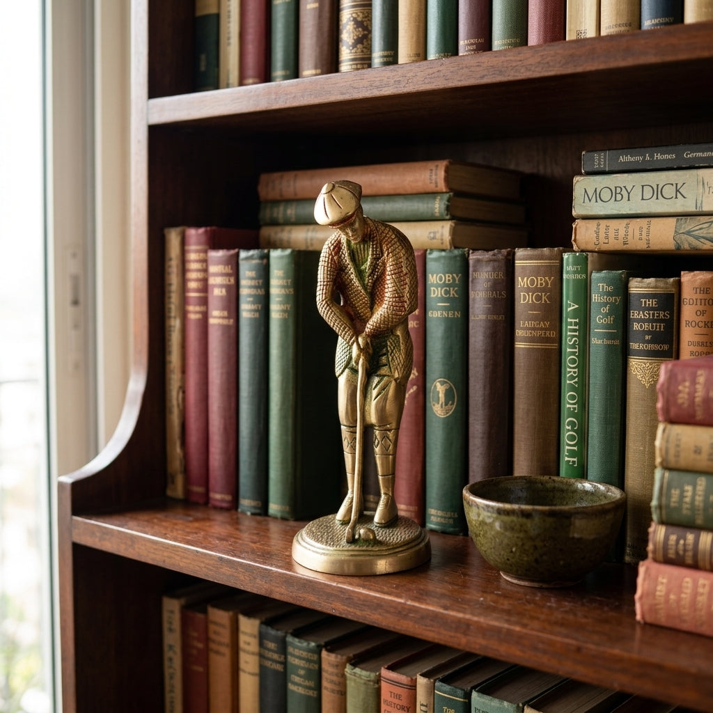 Brass Golfer Figurine | Vintage Decorative Showpiece | Antique Gold