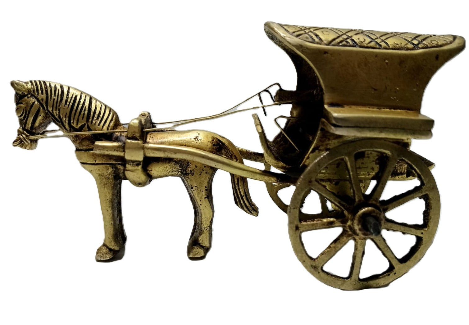 Brass Horse Cart Showpiece | Handcrafted Antique Gold | Traditional Indian Décor & Gifting