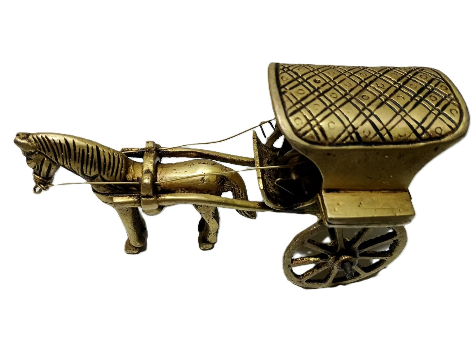 Brass Horse Cart Showpiece | Handcrafted Antique Gold | Traditional Indian Décor & Gifting