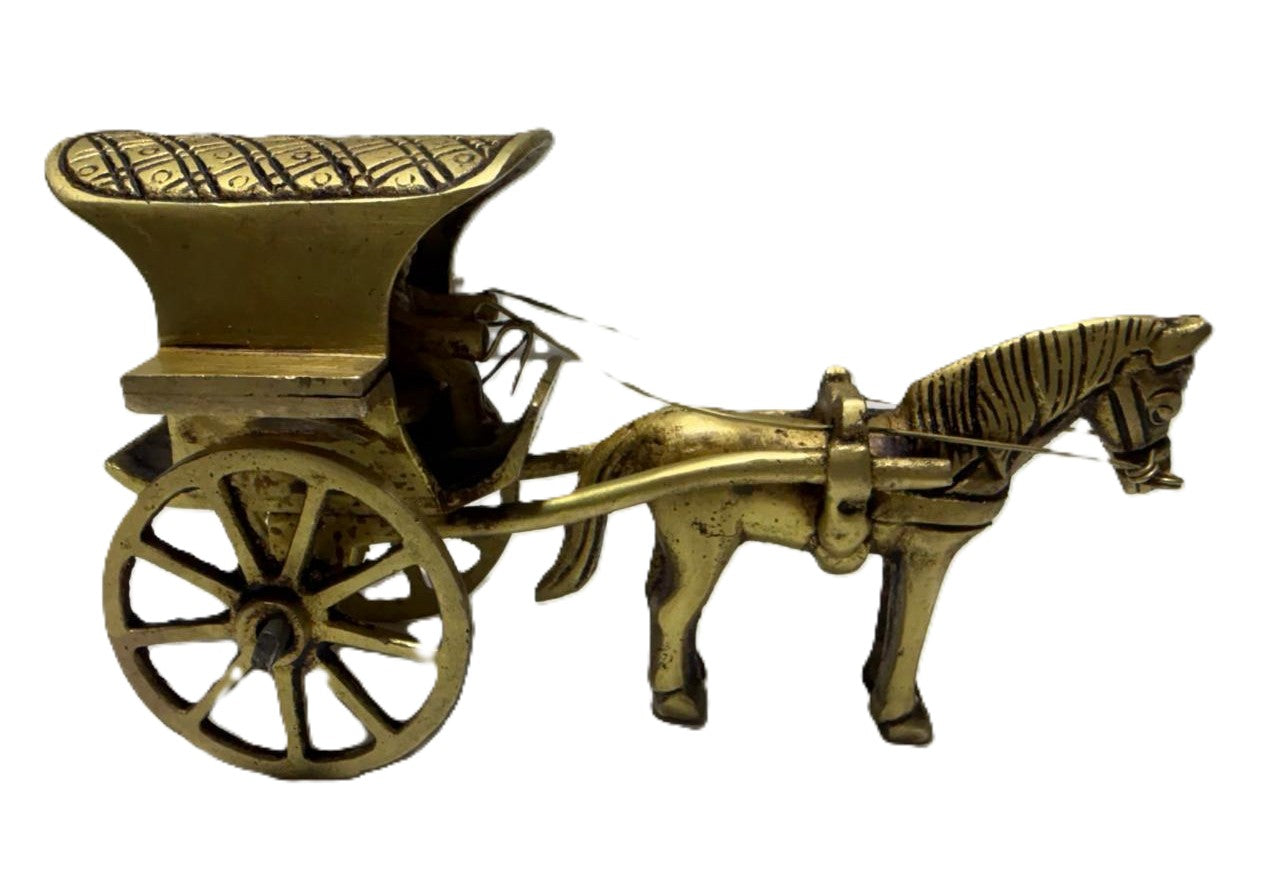 Brass Horse Cart Showpiece | Handcrafted Antique Gold | Traditional Indian Décor & Gifting