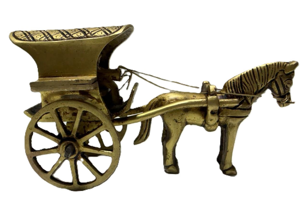 Brass Horse Cart Showpiece | Handcrafted Antique Gold | Traditional Indian Décor & Gifting