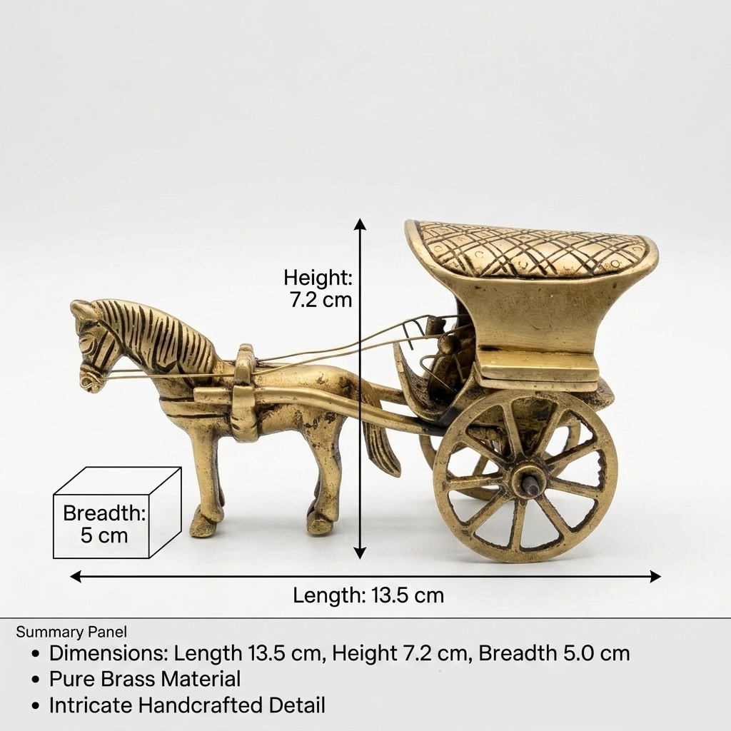Brass Horse Cart Showpiece | Handcrafted Antique Gold | Traditional Indian Décor & Gifting