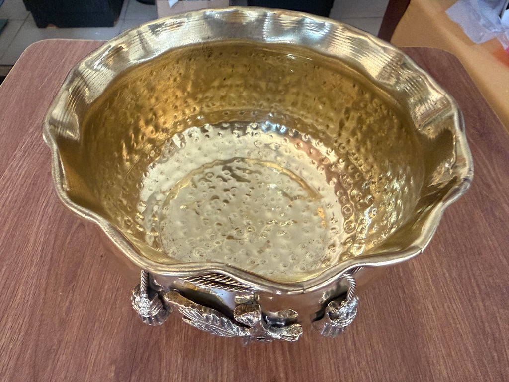 Svarn Studio pure antique brass rose bowl handcrafted urli floating flower bowl hammered finish home decor