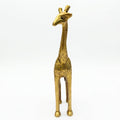 Svarn Studio Brass Standing Giraffe Figurine | Paisley & Circle Engraving | Gold | 28 cm