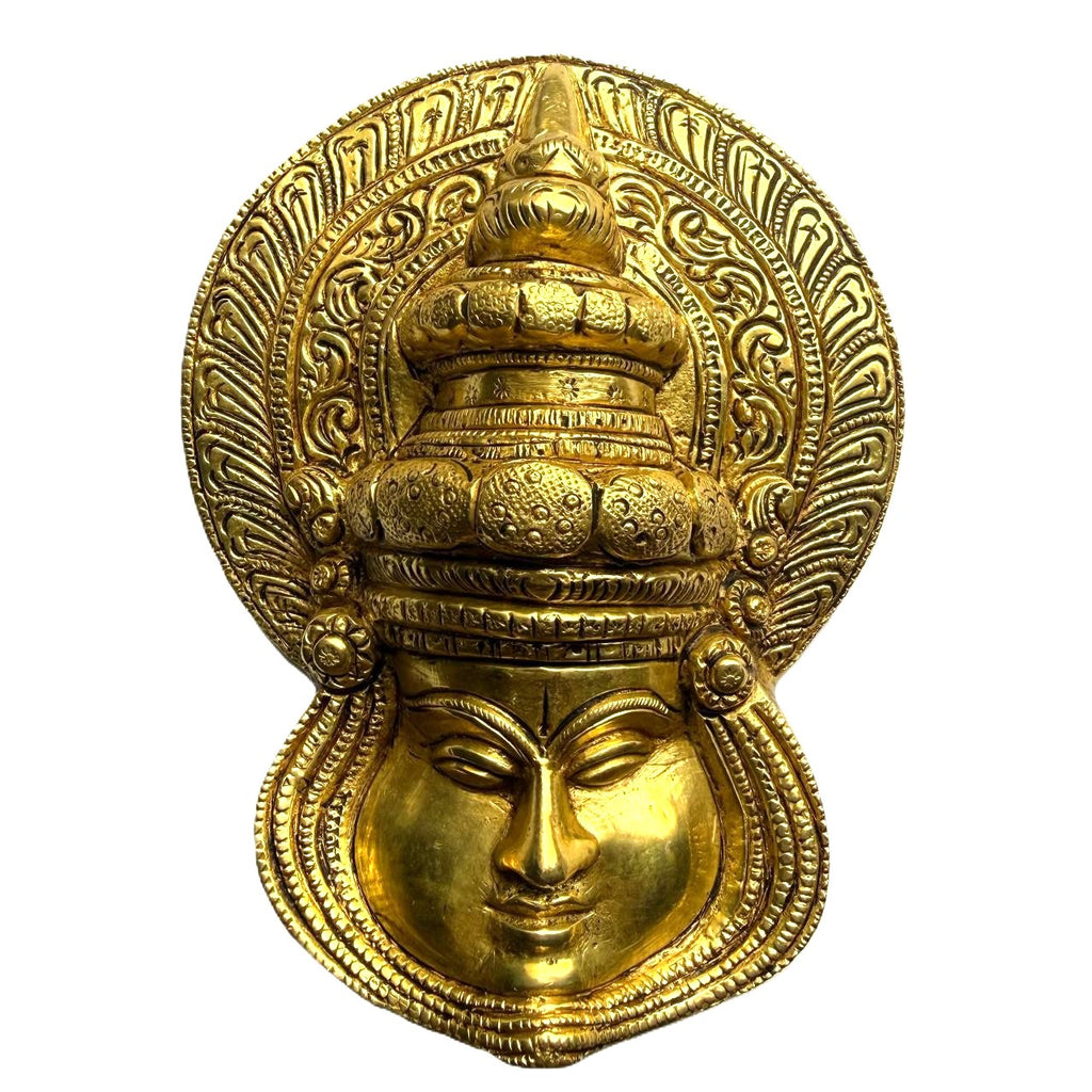 Svarn Studio Pure Brass Kathakali Face Wall Decor - Back view showing wall-mount hook