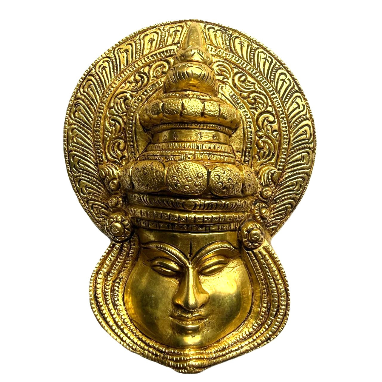 Svarn Studio Pure Brass Kathakali Face Wall Decor - Back view showing wall-mount hook