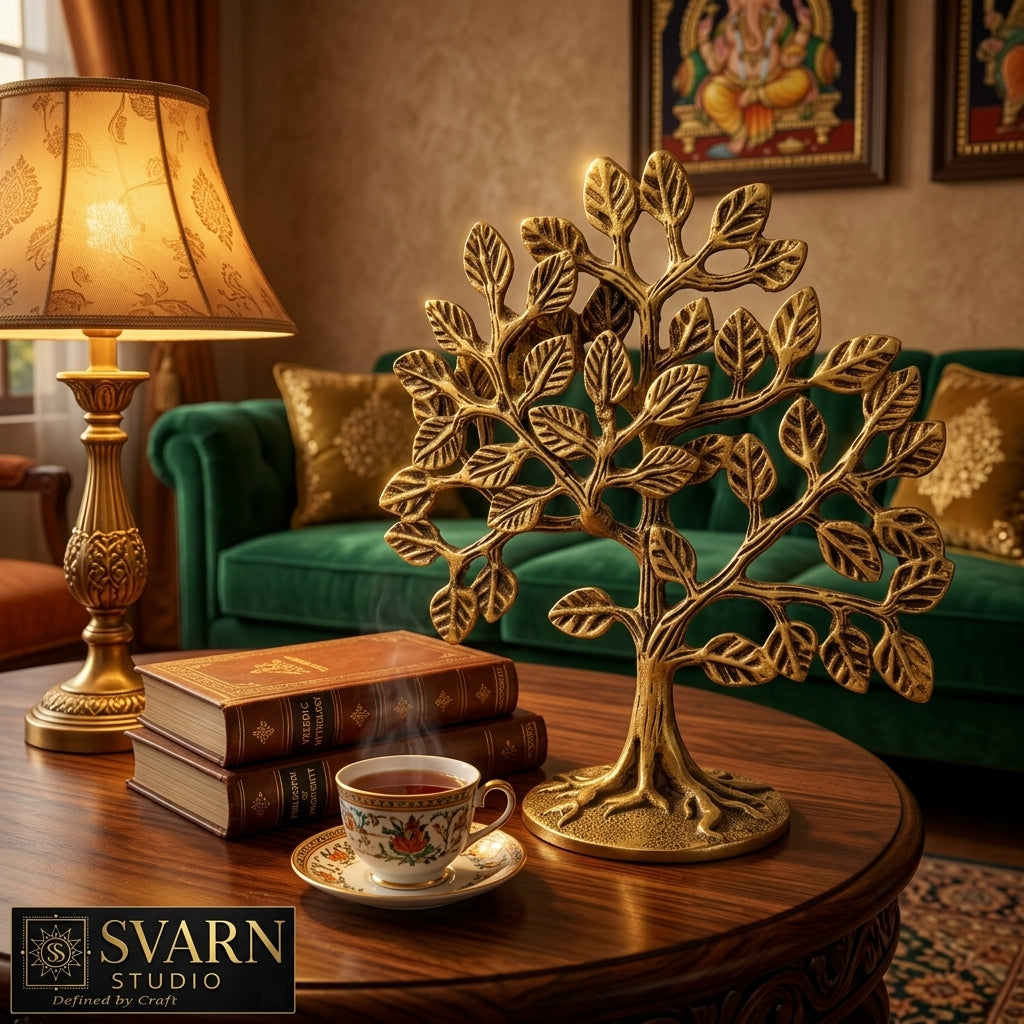 Kalp Vriksh Brass Tree | Tree of Life Showpiece | Handcrafted Antique Finish