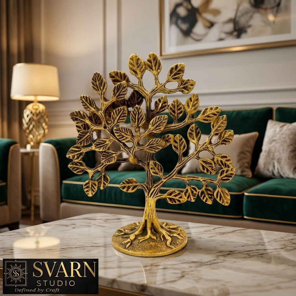 Kalp Vriksh Brass Tree | Tree of Life Showpiece | Handcrafted Antique Finish