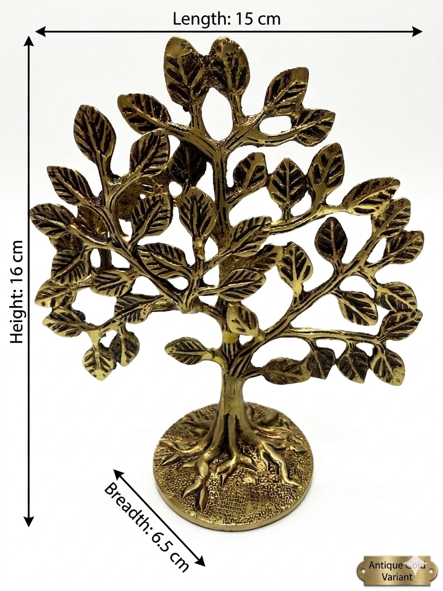 Kalp Vriksh Brass Tree | Tree of Life Showpiece | Handcrafted Antique Finish