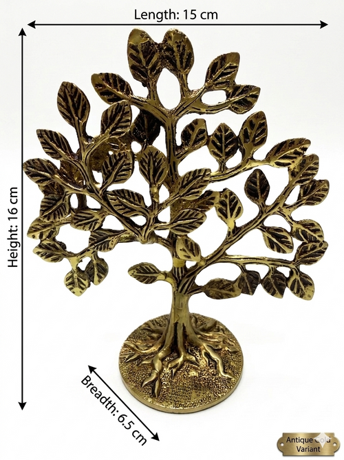 Kalp Vriksh Brass Tree | Tree of Life Showpiece | Handcrafted Antique Finish
