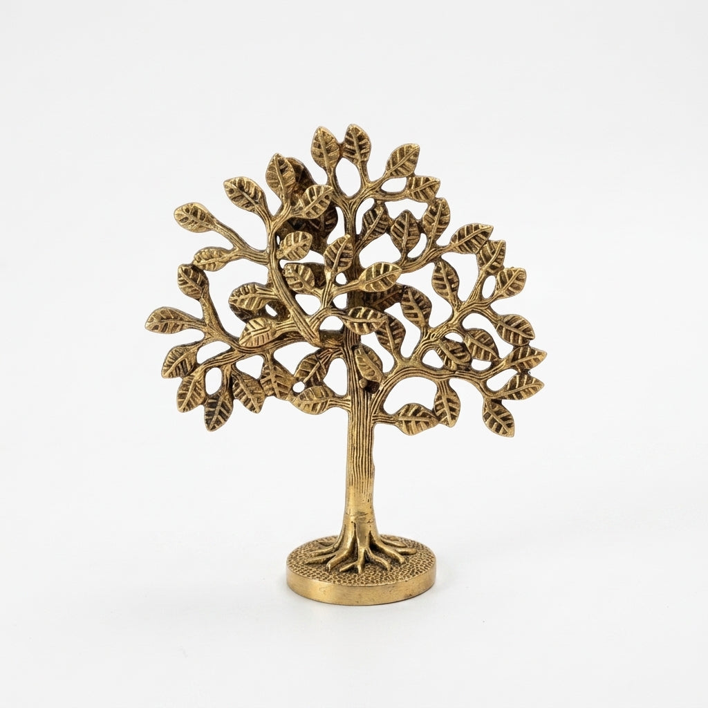 Kalp Vriksh Brass Tree | Tree of Life Showpiece | Handcrafted Antique Finish
