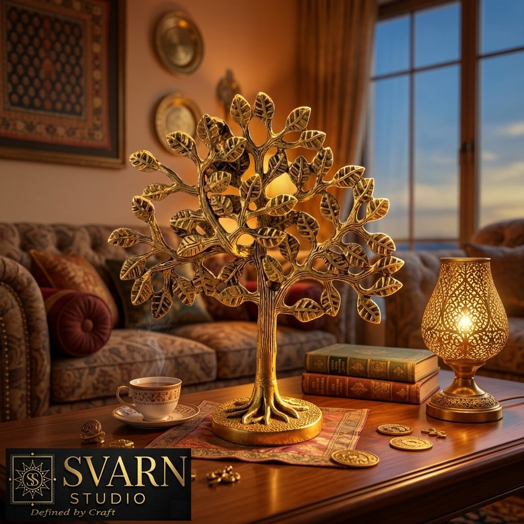Kalp Vriksh Brass Tree | Tree of Life Showpiece | Handcrafted Antique Finish