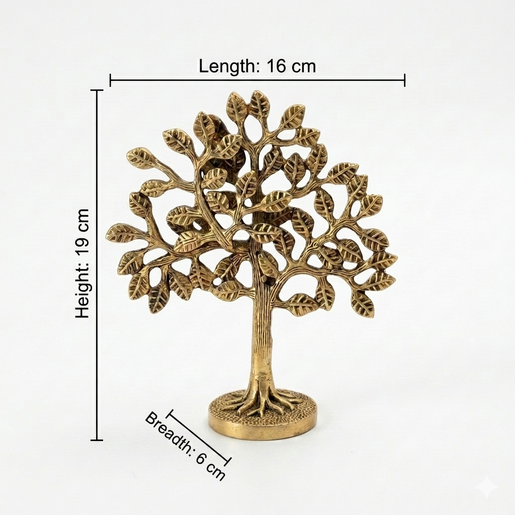Kalp Vriksh Brass Tree | Tree of Life Showpiece | Handcrafted Antique Finish