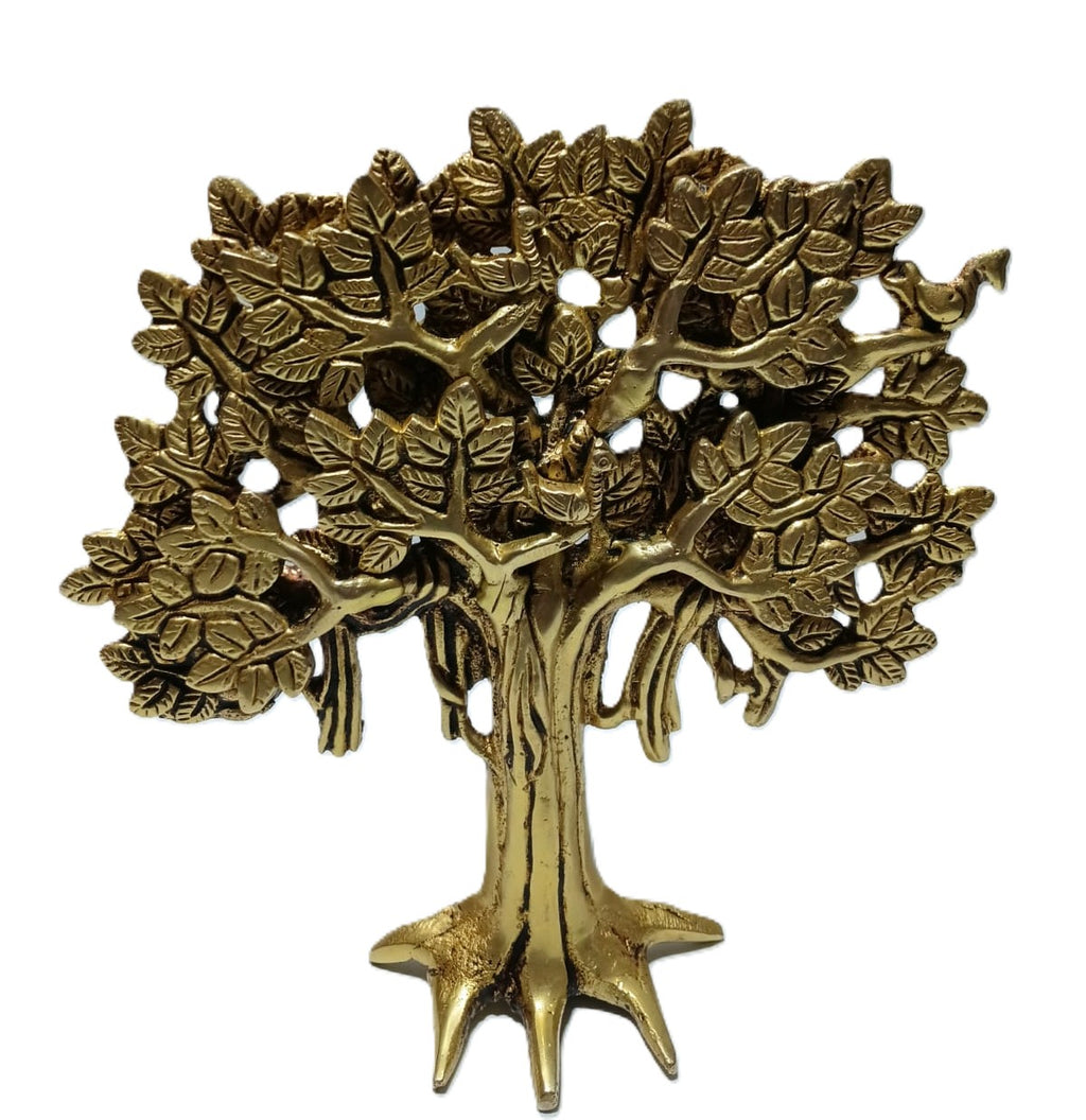 Brass Kalp Vriksh with Bird | Tree of Life Showpiece | Handcrafted Antique Finish