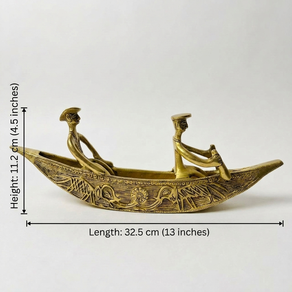 Svarn Studio Pure Brass Kerala Boat Decor Showpiece - Product measurements and dimensions