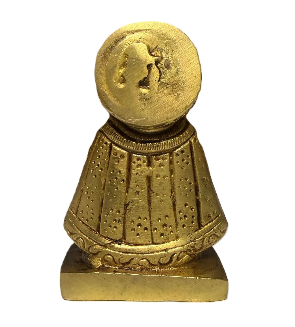 Svarn Studio Khatu Shyam Ji Brass Idol, Premium Spiritual Home Décor Statue, Antique Golden Finish, 8 cm x 5 cm, Hindu Religious Figurine for Home & Office