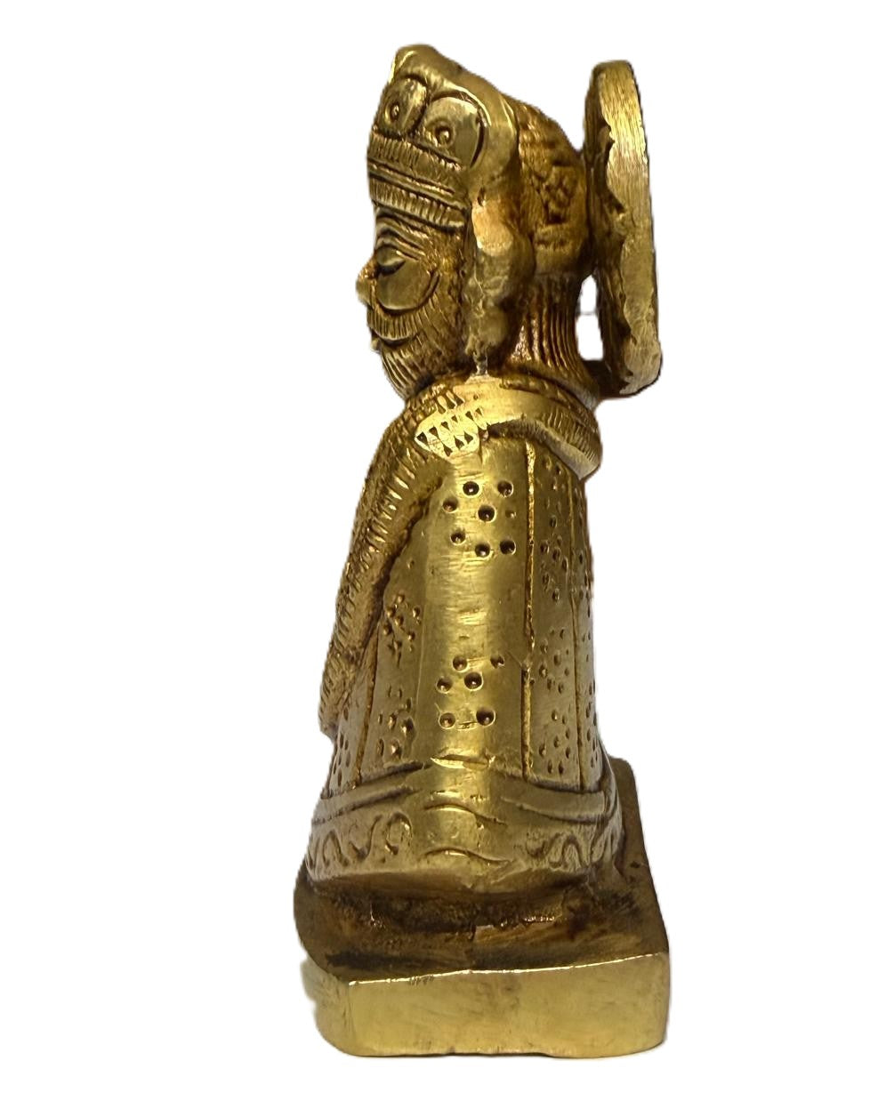 Svarn Studio Khatu Shyam Ji Brass Idol, Premium Spiritual Home Décor Statue, Antique Golden Finish, 8 cm x 5 cm, Hindu Religious Figurine for Home & Office