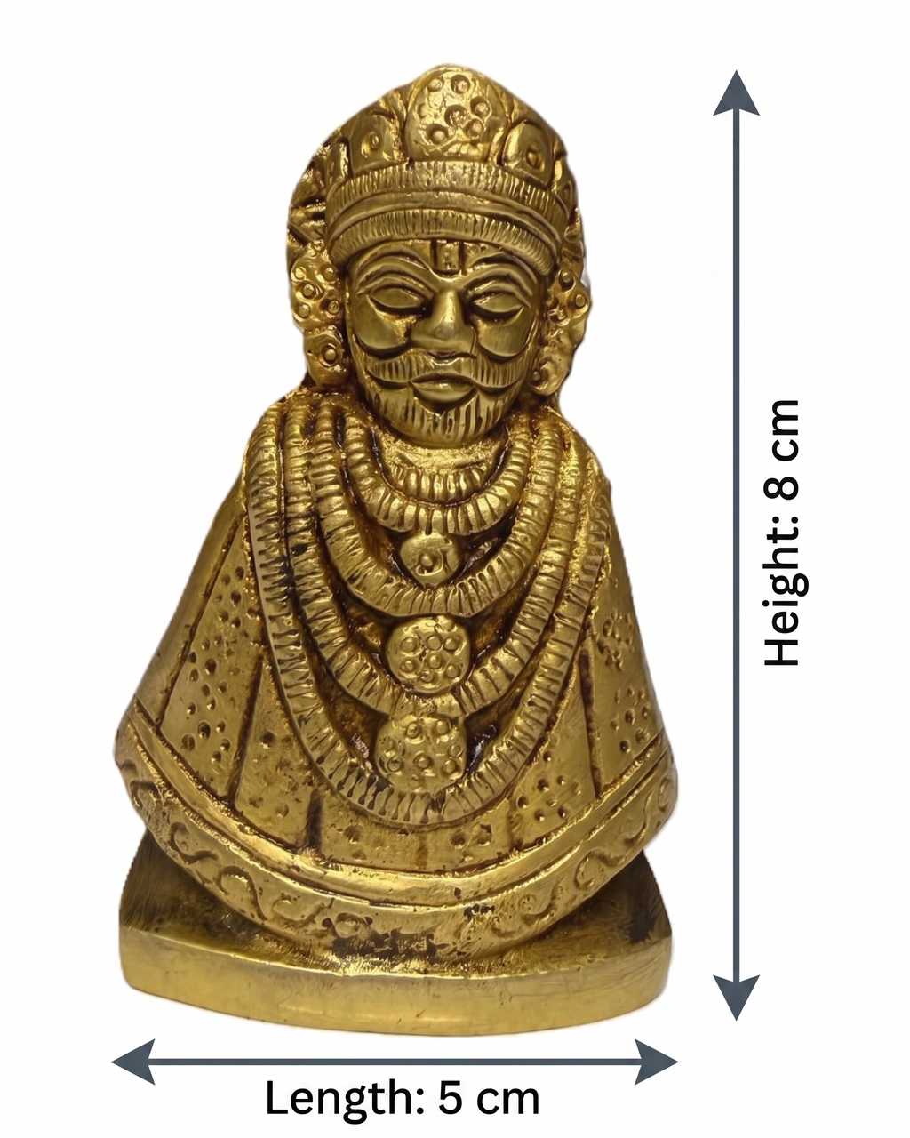 Svarn Studio Khatu Shyam Ji Brass Idol, Premium Spiritual Home Décor Statue, Antique Golden Finish, 8 cm x 5 cm, Hindu Religious Figurine for Home & Office