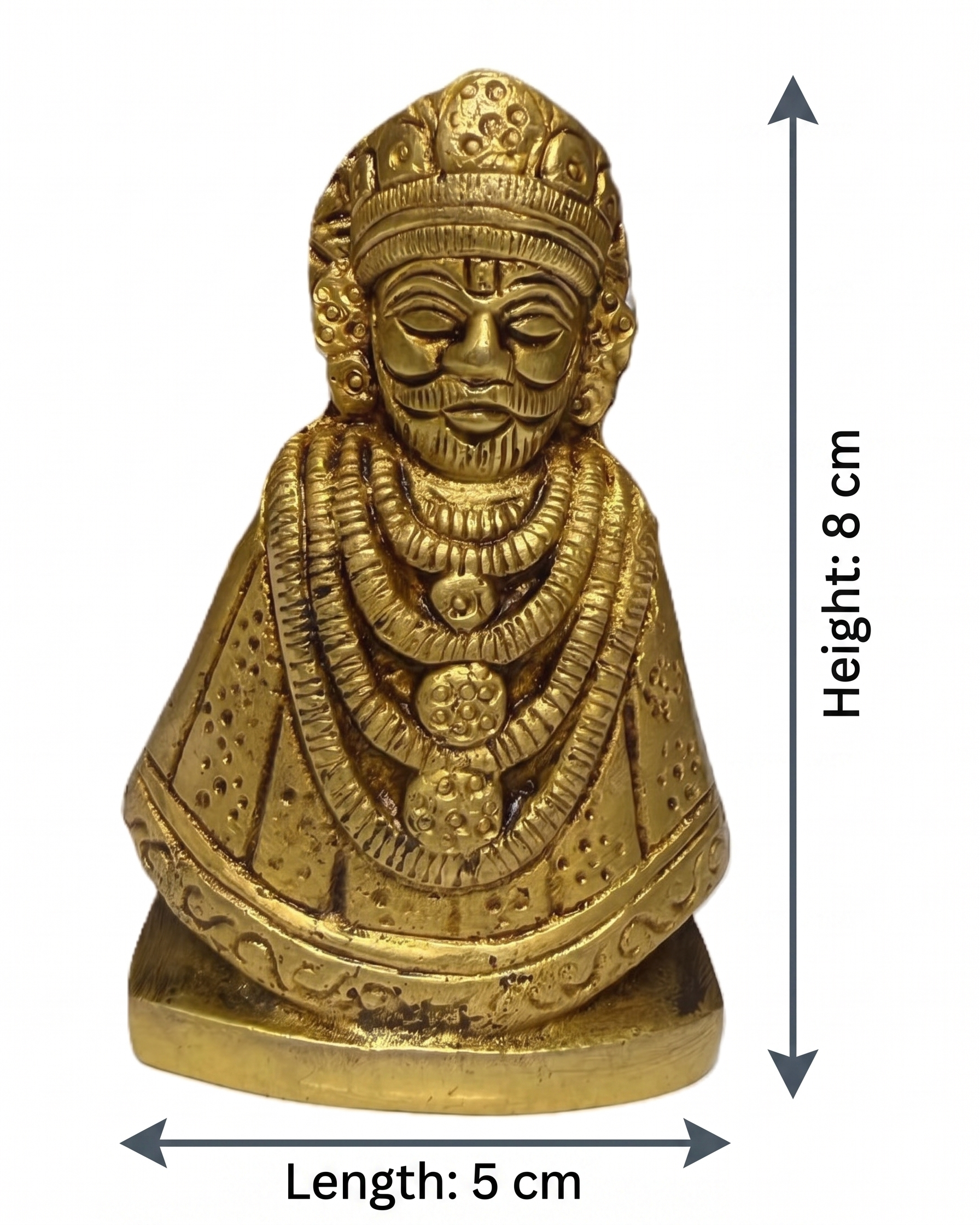 Svarn Studio Khatu Shyam Ji Brass Idol, Premium Spiritual Home Décor Statue, Antique Golden Finish, 8 cm x 5 cm, Hindu Religious Figurine for Home & Office