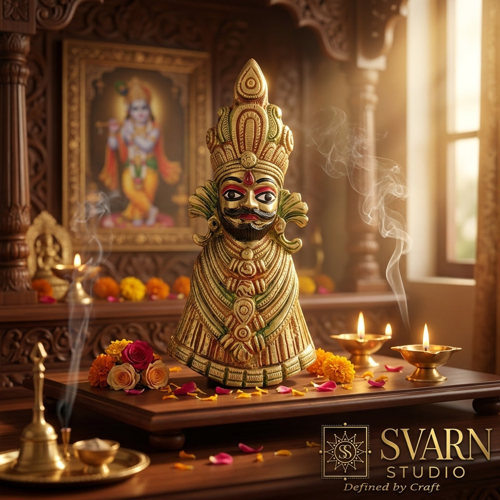 Svarn Studio Divine Hindu Khatu Shyam Brass Idol Figurine