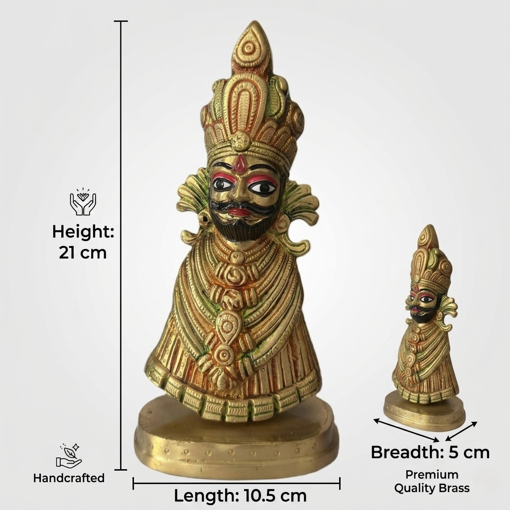 Svarn Studio Divine Hindu Khatu Shyam Brass Idol Figurine