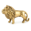 Svarn Studio Handcrafted Solid Brass Standing Lion Figurine — Polished Gold Finish | King of the Jungle Showpiece | 10 cm