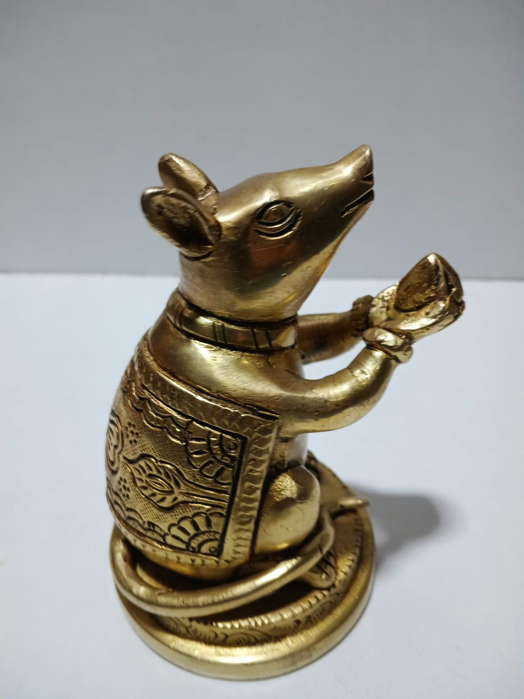 Brass Mouse Showpiece | Mushak Vahana | Handcrafted Antique Gold | Vastu & Home Décor