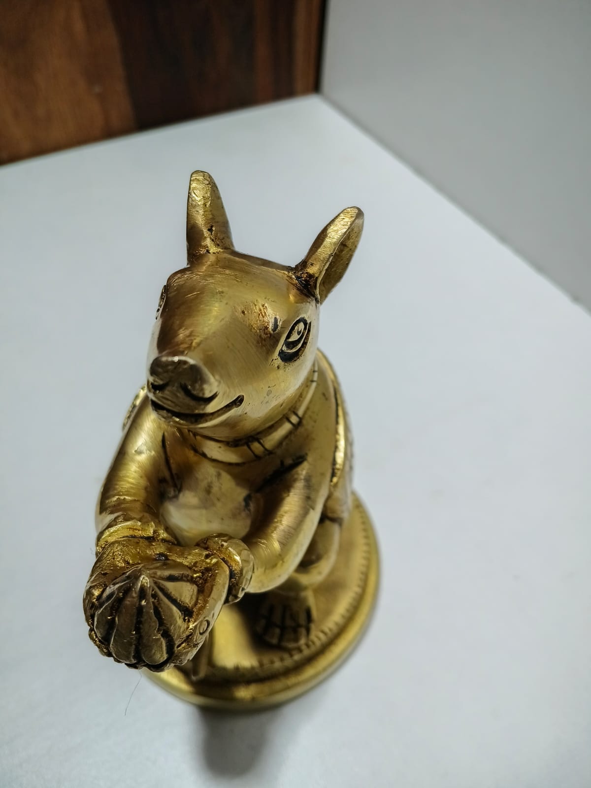 Brass Mouse Showpiece | Mushak Vahana | Handcrafted Antique Gold | Vastu & Home Décor